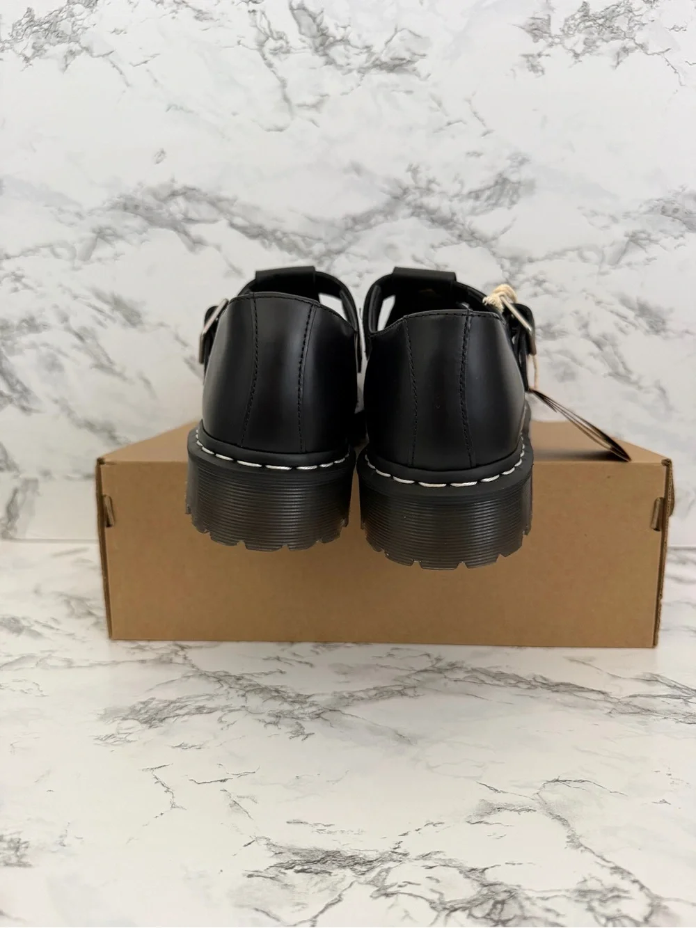 Dr. Martens Polley Bex Black Leather T-Bar Platform Shoes Preppy Women’s Size 12